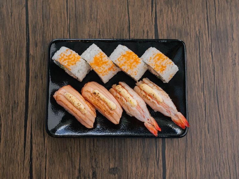 California Roll + Ebi + Garlic Salmon, sets at Domo Cafe