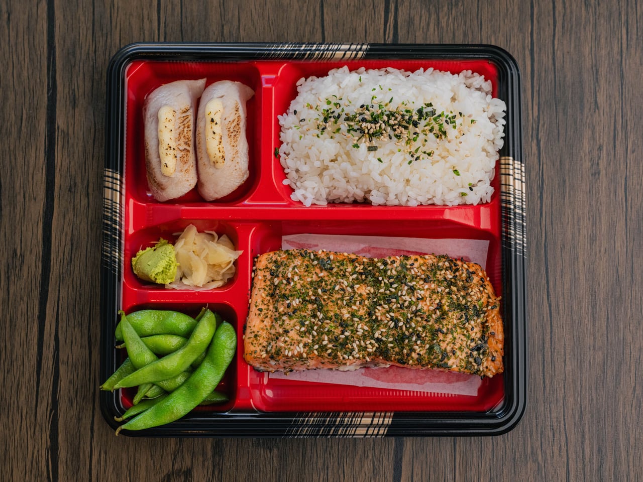 Furikake Salmon + Aburi Hamachi, bento at Domo Cafe