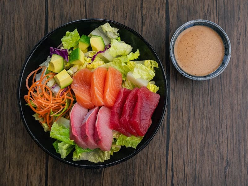 Sashimi, domo salad at Domo Cafe